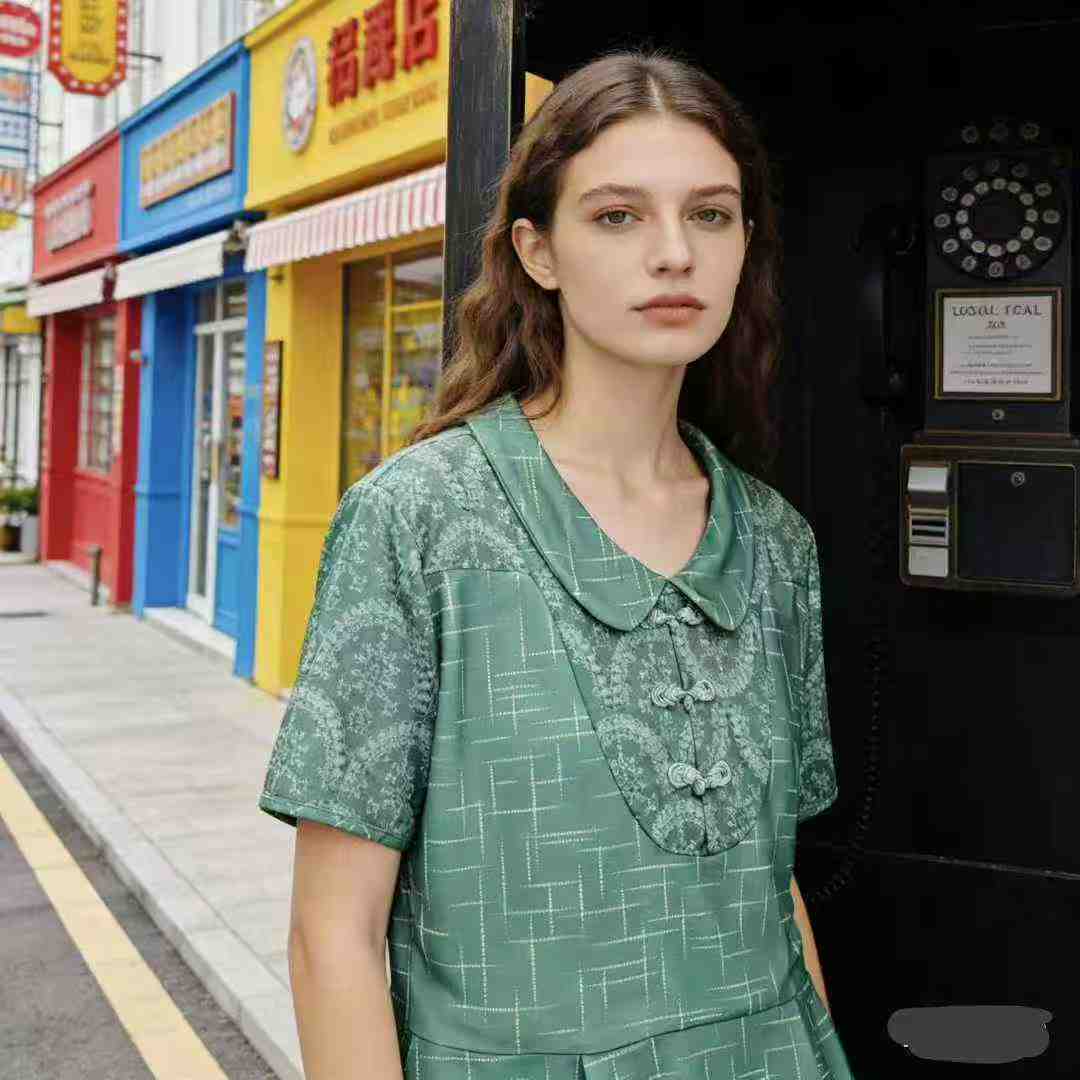 Clearance Wholesale 161pcs New Chinese Style Frog Button Jade Green Women's 2-Piece Sets Sizes M-XL-3XL - Image 1