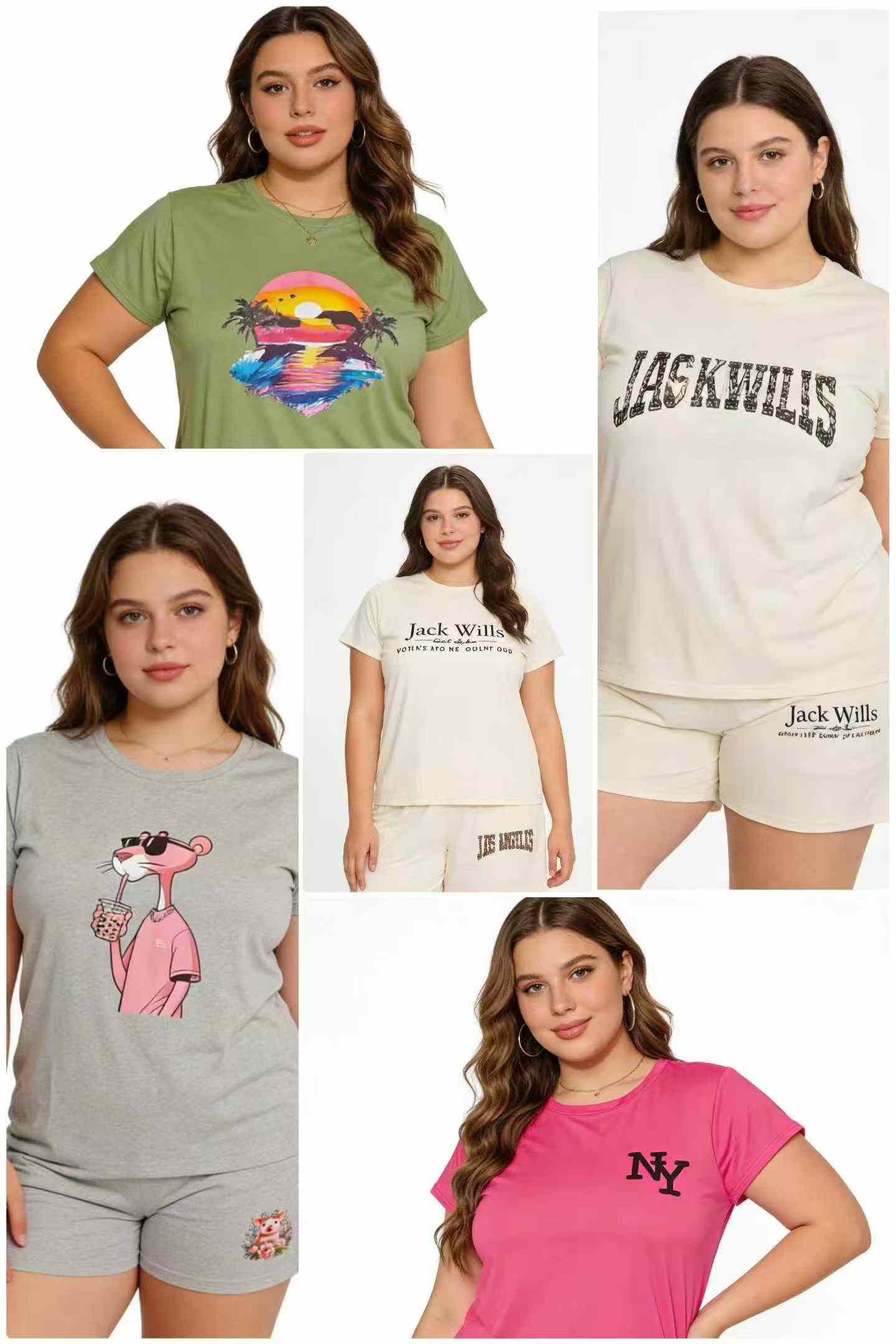 Clearance Bulk Wholesale 774 Sets Fashion Cozy Lazy Casual Women's Short Sleeve & Shorts Set Sizes S-2XL - Image 1