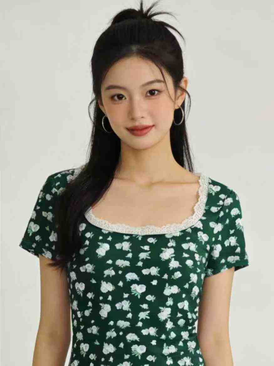 Clearance Bulk Stock: 700 Pcs Vintage Floral Lace Spicy Girl Style Short Sleeve T-Shirts XS-XL For Wholesale Export - Image 1