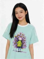 Clearance Sale 353PCS Women's Summer Striped 200GSM Cotton Short Sleeve T-Shirts Bulk Wholesale Chinese Clothing Stock Lots - Image 1