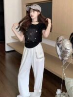 Clearance Sale 3000PCS New Trendy Brand Cotton Heavy Rhinestone Cropped T-Shirts Stock Wholesale Export - Image 1