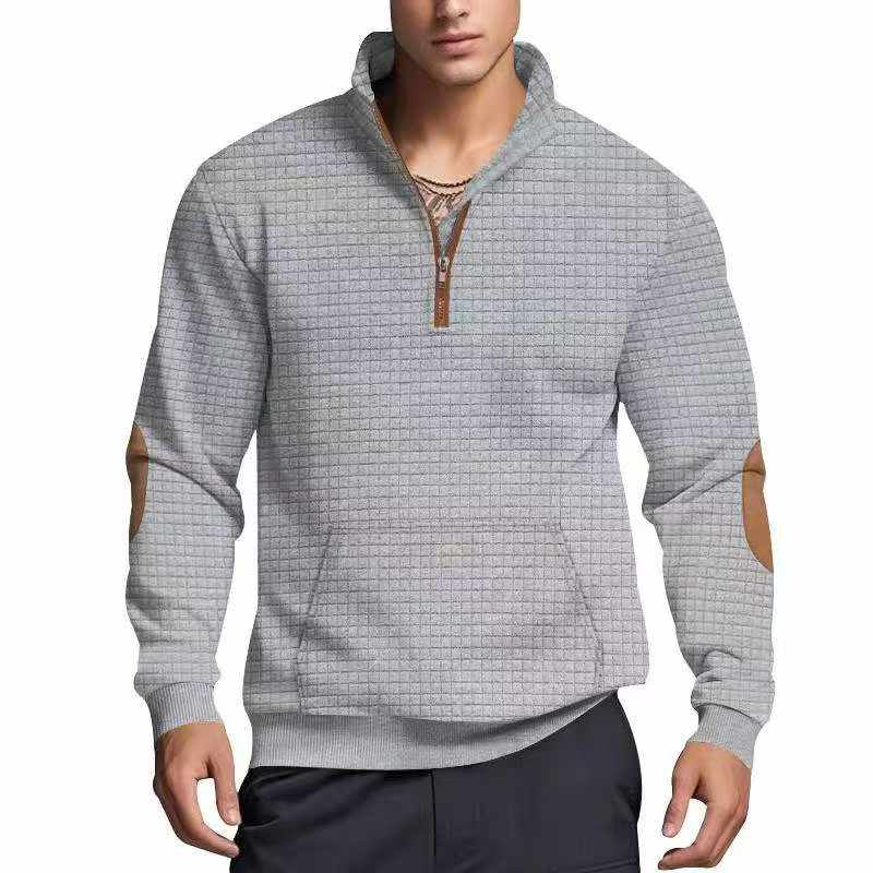 Clearance Wholesale 343 Pcs Men's Versatile Loose Waffle Half-Zip Stand Collar Sweatshirts Stock Lot - Image 1