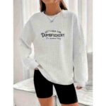 Clearance Bulk 380 Pcs Loose Plus Size Waffle Knit Crew Neck Long Sleeve Sweatshirts Chinese Clothing Stock Lots - Image 1