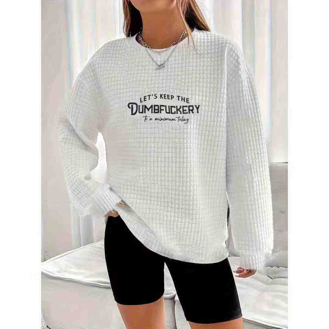 Clearance Bulk 380 Pcs Loose Plus Size Waffle Knit Crew Neck Long Sleeve Sweatshirts Chinese Clothing Stock Lots - Image 1