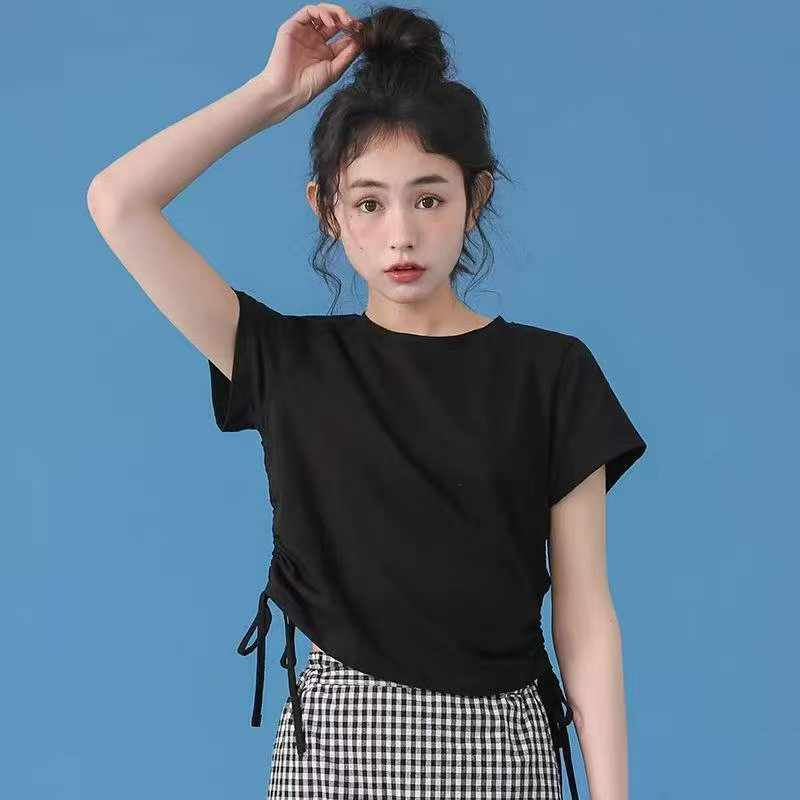 Clearance Korean Chic Gentle Lazy Style Cropped T-Shirts Bulk Wholesale Chinese Clothing Stock Lots - Image 1