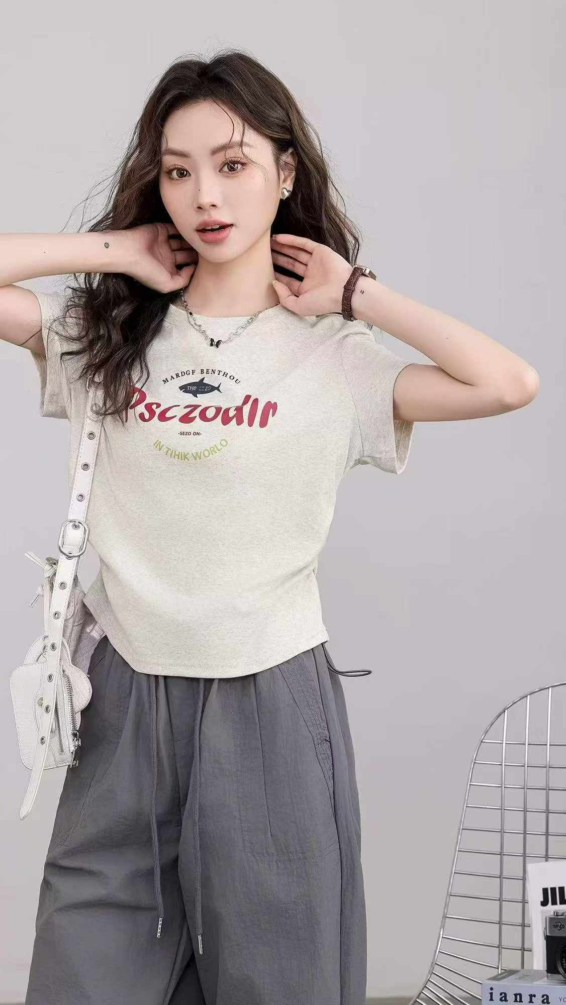 Clearance Sale: Summer Trendy Cropped Cotton Drawstring T-Shirts | Chinese Clothing Stock Lots Wholesale Export - Image 1