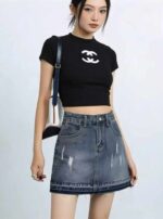 Wholesale Stock Lot - Summer New Vintage Washed Cotton Denim Mini Skirts, Independent Packaging, S-XL, Approx 180pcs - Image 3