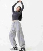 Bulk Stock Clearance: Spring Retro Letter Embroidered Cotton Drawstring Ankle Cuffs Sweatpants (S-L), Independent Packaging with Tags, 170pcs Lot - Image 4