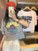 Wholesale Stock Lot - 1800 Pcs Women's High-Waisted Retro French Style Short Sleeve T-Shirts, XS-XXL, Multiple Colors & Patterns - Image 8