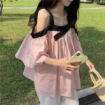 Summer French Sweet Off-Shoulder Casual Top - Clothing Stock Lots - 330pcs - M-2XL - Individually Packaged - Image 4