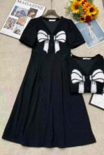 Wholesale French Style Black Bow Tie Waist Slimming Summer Dresses - 148pcs Stock Lot, Independent Packaging with Tags - Image 9