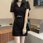 Summer New Stock Lot: 560 Pcs Audrey Hepburn Style V-Neck Ruffle Black Dresses, Sizes 1-4, Individually Packed - Image 8