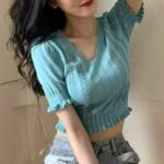 Clothing Stock Lots: 3560 Pcs Summer V-Neck Lace Trim Knit Tops, Flowy Fabric, High Waist, S-XXL - Image 6