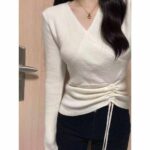 Wholesale Lot of 817 Pcs Spring New American Sweet & Spicy Style Pullover Sweaters with Drawstring, Solid Color, Soft Stretchy Fabric, Independent Packaging, One Size - Image 6