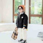 Wholesale Kids Down Jackets - 1000pcs Stock Lot, Two-Tone Fake Two-Piece Design, Rainbow Sleeves, Independent Packing with Tags - Image 3