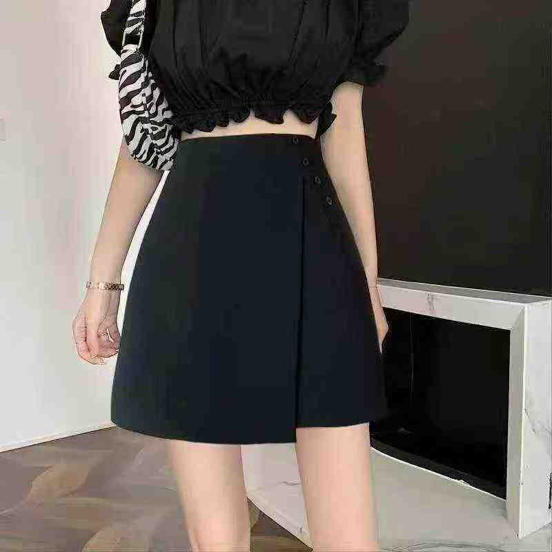 Wholesale Stock Clearance: 320 Pcs High-Waist A-Line Skirts with Lining, Style 1802, 4 Colors, Sizes S-2XL, 8.2 CNY/Pc - Image 1