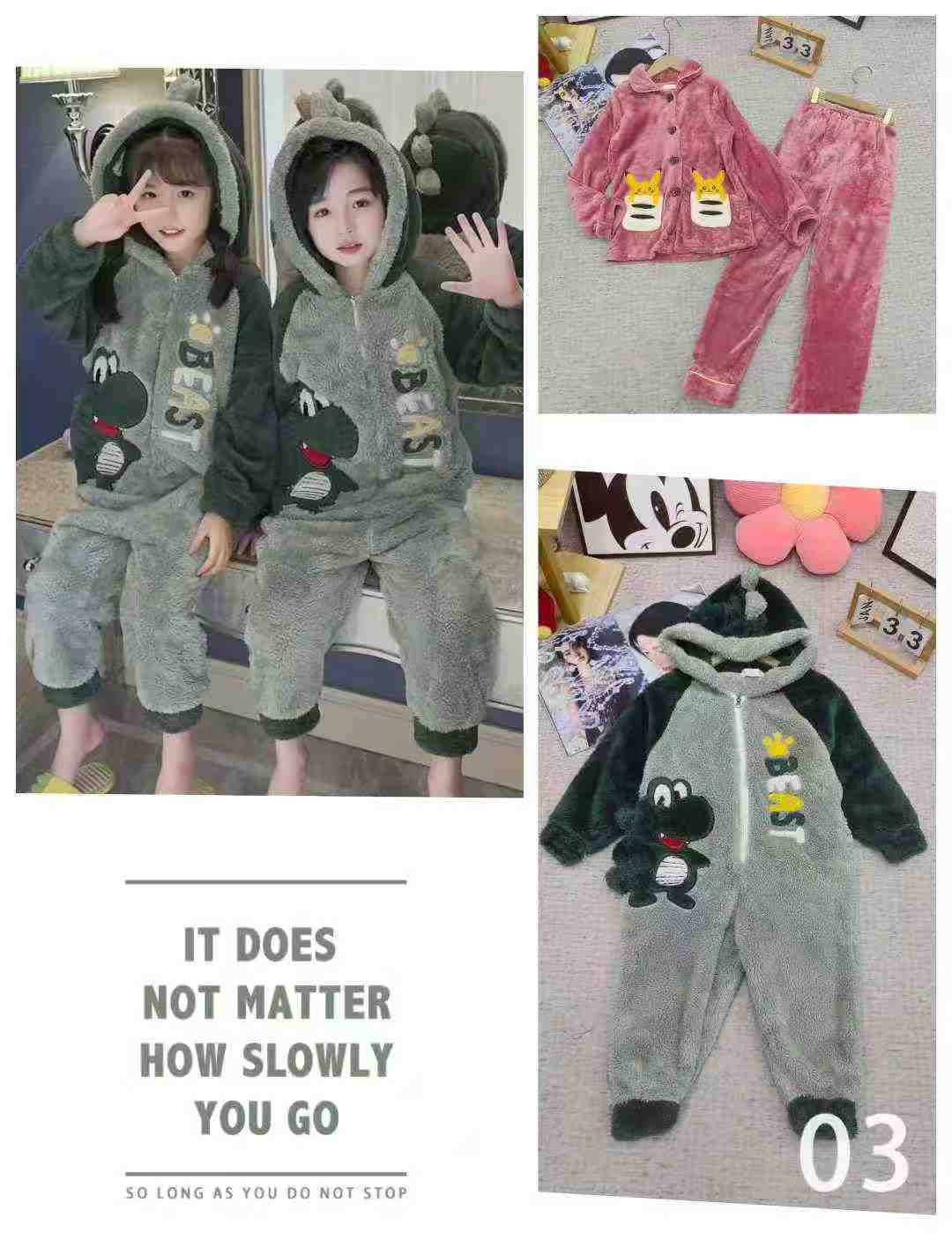 Wholesale Kids' Flannel Pajama Sets - 2900 Sets Stock Clearance (Sizes 100-160, Assorted Styles & Colors) - Image 2