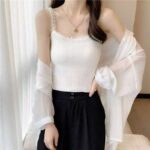 Clothing Stock Lot: 910 Pcs Summer New French Lace Trim Knit Camisole Tops, Soft Stretch Fabric, One-Size, Independent Packing - Image 4