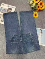 Spring New Trendy Retro Washed Cotton Adjustable Straight Wide Leg Jeans, Sizes XS-L, About 220 Pieces Bulk Wholesale Stock - Image 8