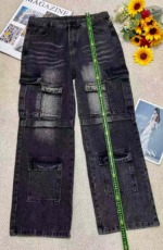 Spring Men's American Vintage High Street Multi-pocket Cargo Loose Baggy Straight Washed Jeans, Approx 100 Pieces, Sizes 2XL-3XL With Tags - Image 9