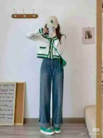 Vintage Sailor Collar Colorblock Patchwork Loose Cardigan Sweater, Around 125 Pcs All Clear Bulk Sale - Image 3