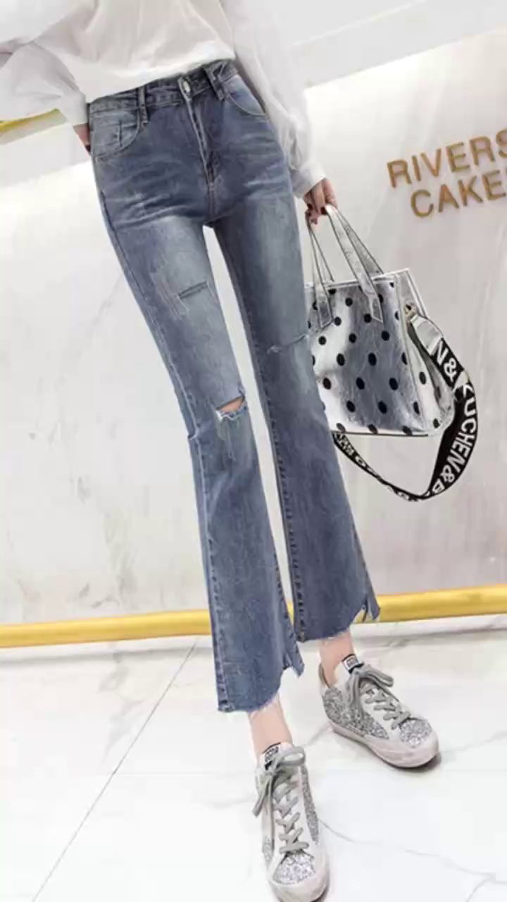 15980 Pcs Fashion Women's Washed Flare Jeans China Stock Clearance Bulk Wholesale - Image 1