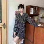 88 Pieces French Style Floral V-neck Tie Waist Dress Bulk Stock Wholesale - Image 6