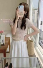 190 Pcs New Spring Summer Korean Style Hollow Out Cropped Knit Tops Bulk Stock Clearance - Image 5