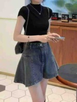 Women's Summer High Waist Loose Denim Shorts, 2 Colors, Sizes S-XL, 120 Pcs Full Bulk Clearance, Authentic Independent Packing - Image 5