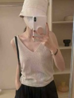 Summer New Niche Premium Tencel Linen V-neck Knit Tank Top - 299 Pieces Bulk Stock Wholesale - Image 5