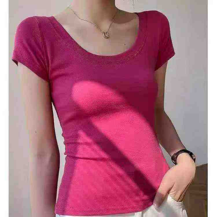 300 Pieces Women's Sexy Ice Silk Short Sleeve T-Shirts Wholesale Clothing Stock - Image 2