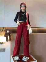 Whole Clearance 870 Pcs Big Girls Kids Loose Multi-pocket Spring Cotton Casual Cargo Sports Pants - Image 9