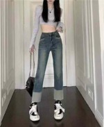 Spring Summer New High-stretch Retro Straight Cigarette Jeans 420 Pieces Stock Lot Wholesale - Image 3