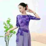 2025 New Tie-dye Waist Cinched Chinese Style Dance Training Long Sleeve Tops, 205 Pieces Bulk Stock - Image 2