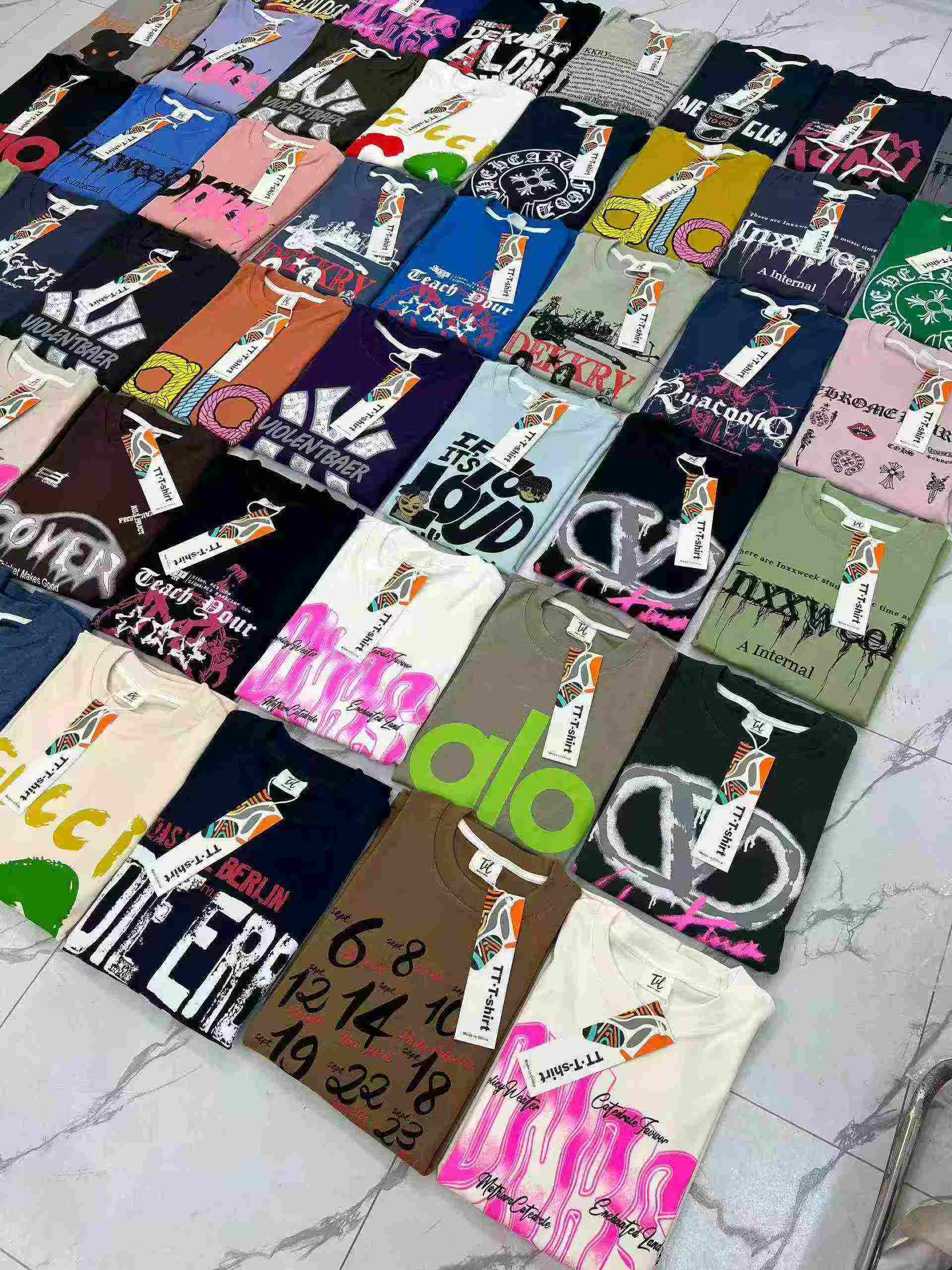 750 Pieces Clearance Branded Unisex Heavyweight Short Sleeve T-Shirts With Hang Tags Individually Packed - Image 2