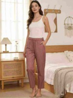 Women's Loose Vertical Striped Cotton Linen Casual Pants, About 520 Pcs, Chinese Clearance Stock Lot - Image 1