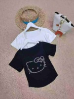 Clearance 110 Pieces Rhinestone Cat Cropped Sexy Cotton T-Shirts 2 Colors - Image 8
