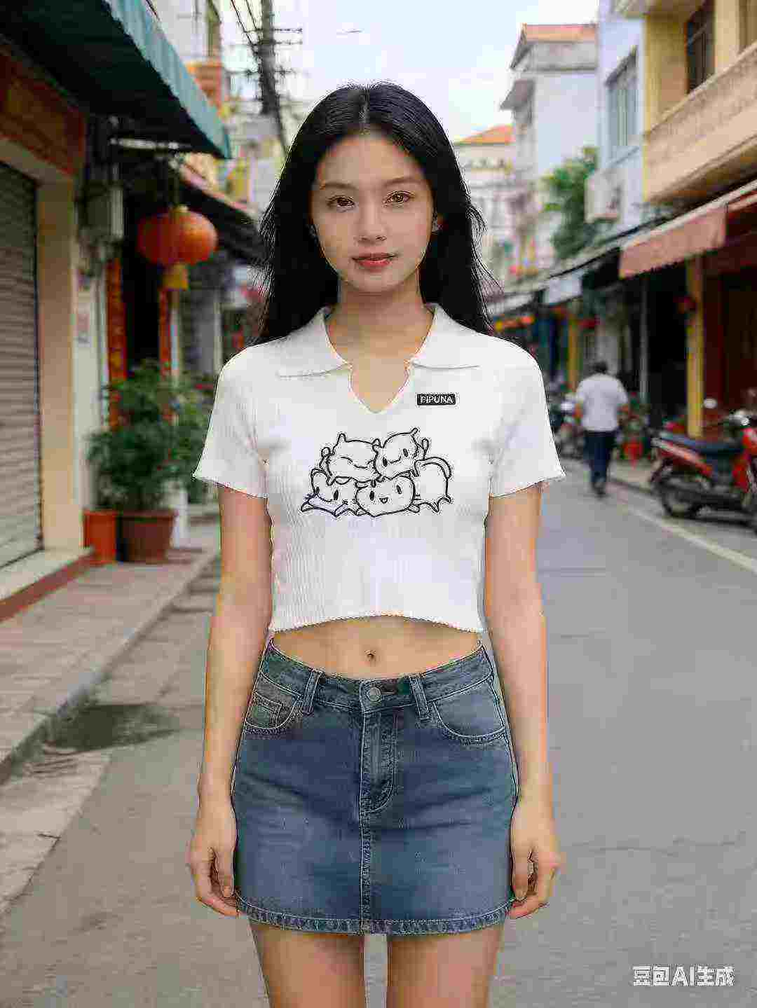 Clearance 1634 Pieces White Embroidered Cropped Turn-down Collar Knit Short Sleeve Tops - Image 1