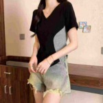 Clearance Bulk Stock: Sweet & Spicy V-Neck Color Block Slim Fit Women's Tops, Around 130 Pieces - Image 7