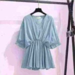 55 Pieces V Neck Ruffle Waisted Mid-sleeve Chiffon Blouse Clearance Bulk Stock - Image 1