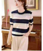 260 Pieces Summer New Light Mature Style Women's Ice Silk Knit T-Shirts Bulk Stock Wholesale - Image 2