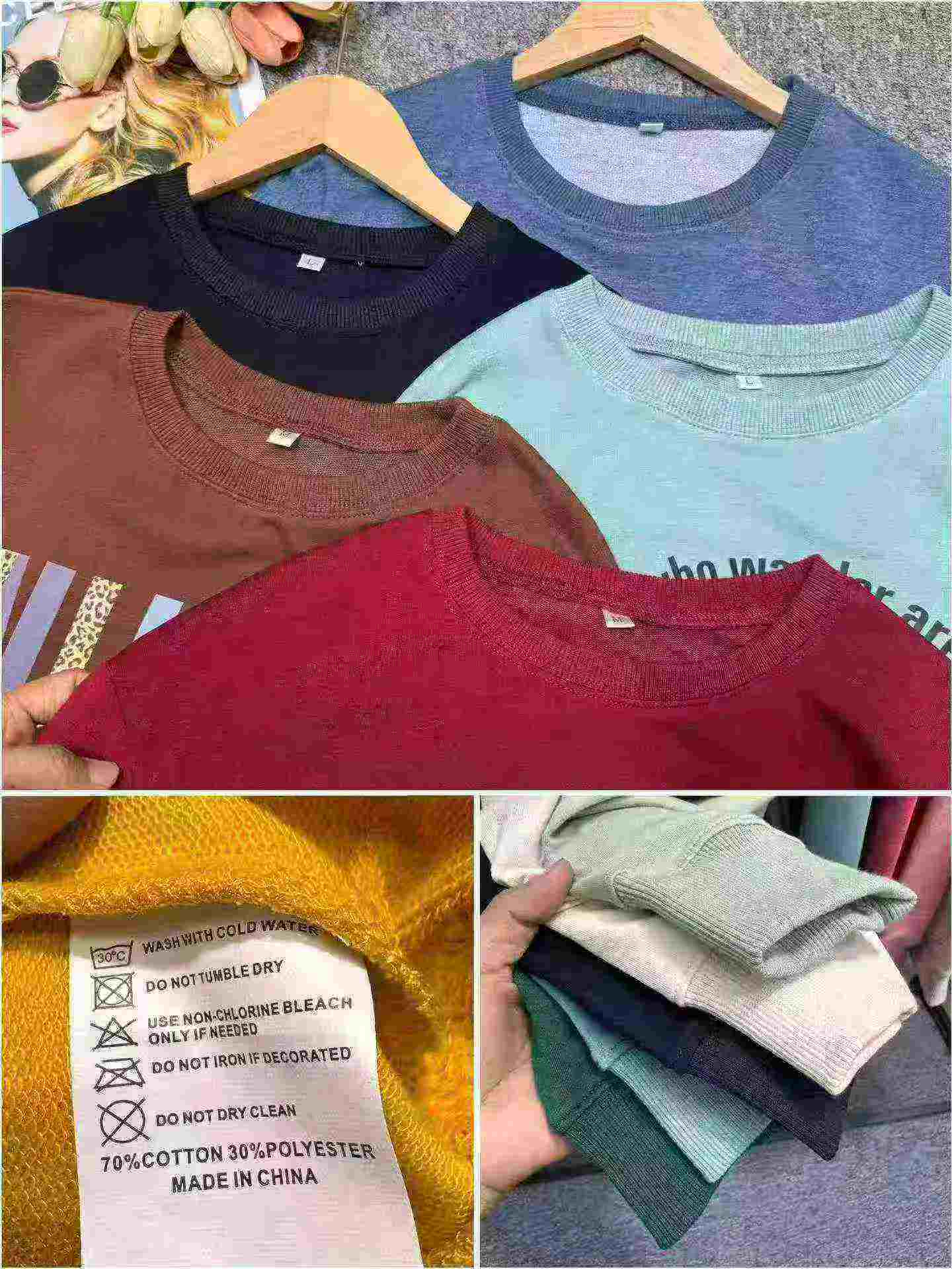 Assorted Men Women Loose Casual Long Sleeve Sweatshirts 70% Cotton S-3XL 14280 Pcs Bulk Stock Wholesale - Image 2