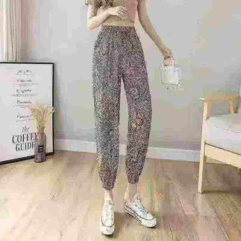 1045 Pcs Women's Summer Ice Silk Pants, Loose Dropping Elastic Ankle Casual Anti-mosquito Stock Lot Pants - Image 1