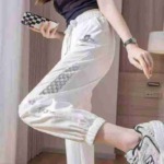 Clearance Bulk Stock: Total 196pcs Mesh Cutout Spliced Drawstring Cuffed Casual Pants, 146pcs Cutout Style White With Lining - Image 9
