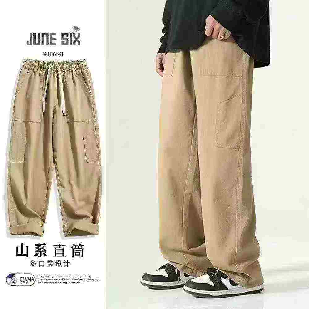 Clearance Stock Men's Summer Japanese Style Loose Wide Leg Twill Cotton Work Pants Bulk Wholesale Export - Image 1