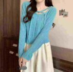 French Unique Sweet & Spicy Cropped Long Sleeve Knit Tops, 4 Colors One Size, 900 Pcs Bulk Stock Wholesale Export - Image 1