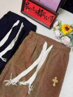 European American High Street Vibe Minimal Embroidered Men's Corduroy Wide Leg Floor-length Sweatpants Bulk Stock For Wholesale - Image 1