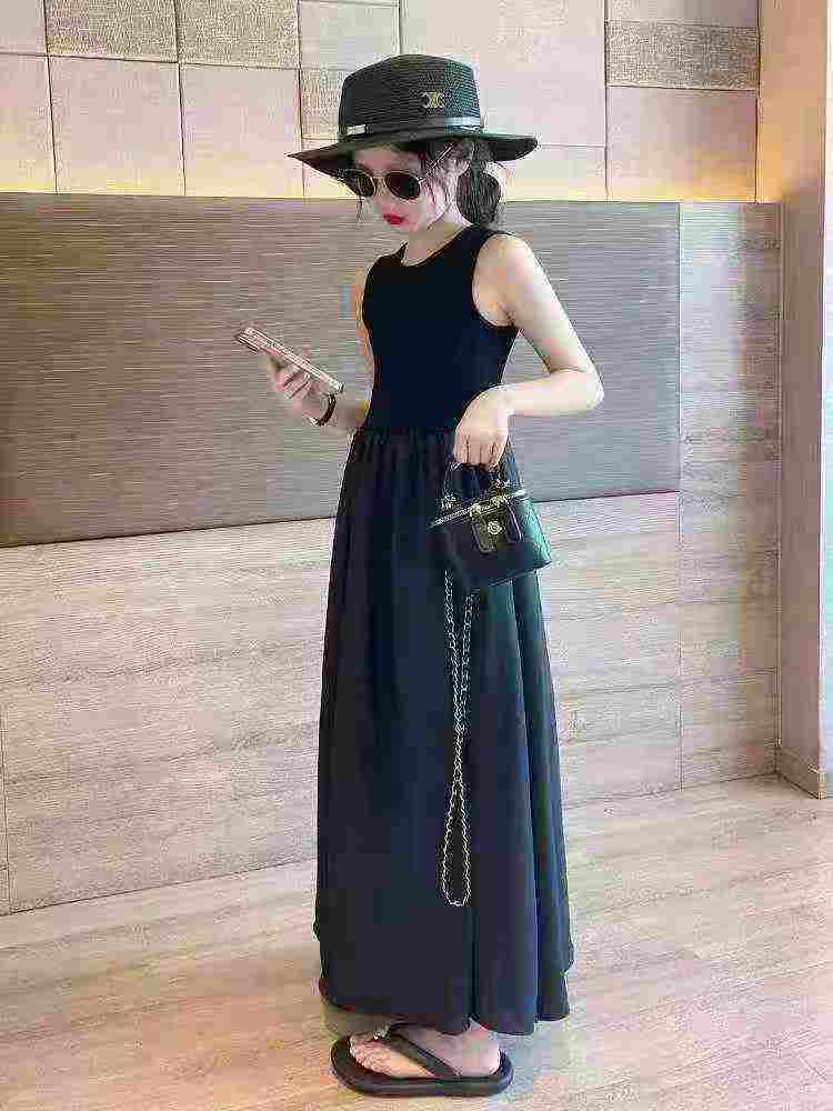 162 Pieces Big Kids Sleeveless Patchwork Vest Dresses Bulk Chinese Clothing Stock For Wholesale Export - Image 1