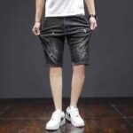 Summer New High Stretch Vintage Washed Cotton Men's Designer Denim Capri Pants Bulk Stock Wholesale - Image 1