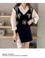 Women's Floral Colorblock Knit Sleeveless Vest Top 2026 Spring New Style Bulk Stock Clearance Wholesale - Image 1